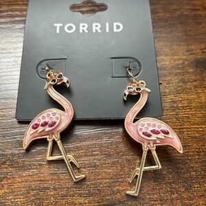 NWT Torrid Pink Flamingo Earrings with Gold Accents
